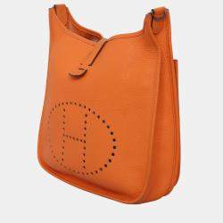 Hermes Evelyne GM Orange Leather Bag