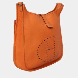 Hermes Evelyne GM Orange Leather Bag