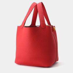 Hermes Picotin Lock 22 Rouge Ladue Taurillon Clemence Leather Tote Bag