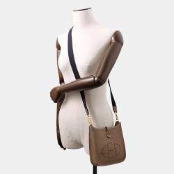 Hermes Evelyne Amazon Long Etoupe/Blue Indigo Taurillon In Clemence Size TPM