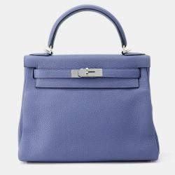 Hermes Kelly Retourne Blue Brighton Taurillon Clemence Size 28