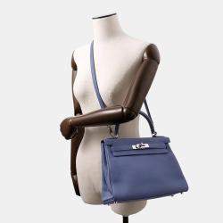 Hermes Kelly Retourne Blue Brighton Taurillon Clemence Size 28