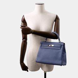 Hermes Kelly Retourne Blue Brighton Taurillon Clemence Size 28