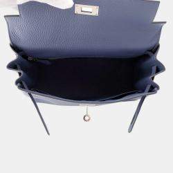 Hermes Kelly Retourne Blue Brighton Taurillon Clemence Size 28