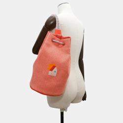 Hermes Epope Duffle Bag Drawstring Bag Orange Wool