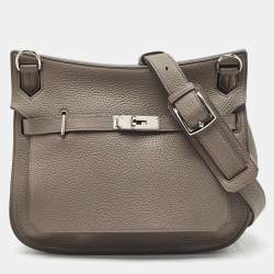 Hermes Etain Taurillon Clemence Leather Palladium Finish Jypsiere 28 Bag