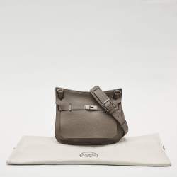 Hermes Etain Taurillon Clemence Leather Palladium Finish Jypsiere 28 Bag