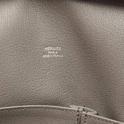 Hermes Etain Taurillon Clemence Leather Palladium Finish Jypsiere 28 Bag