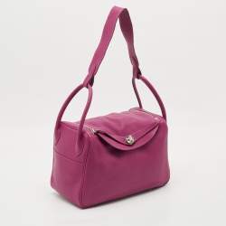 Hermes Tosca Taurillon Clemence Leather Palladium Finish Lindy 34 Bag