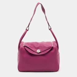 Hermes Tosca Taurillon Clemence Leather Palladium Finish Lindy 34 Bag