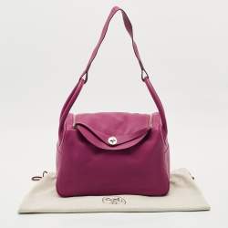 Hermes Tosca Taurillon Clemence Leather Palladium Finish Lindy 34 Bag