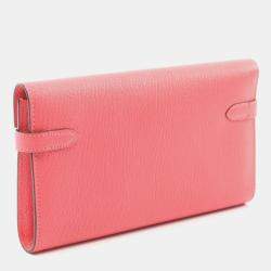 Hermes Kelly Wallet Bi-Fold Long Chevre Pink