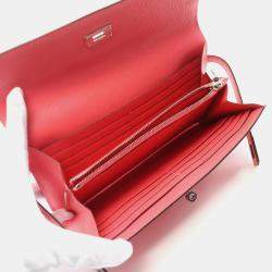 Hermes Kelly Wallet Bi-Fold Long Chevre Pink