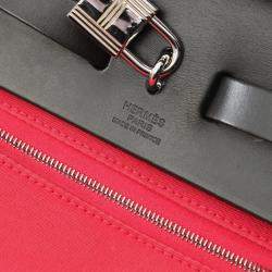 Hermes Airbag Zip PM Rose Extreme Handbag Toile Officier Vache Hunter Pink Black