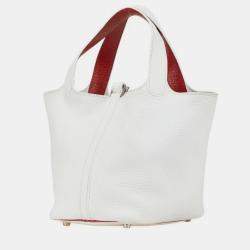 Hermes Picotin PM White Red Togo Bag 