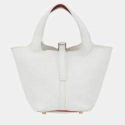 Hermes Picotin PM White Red Togo Bag 