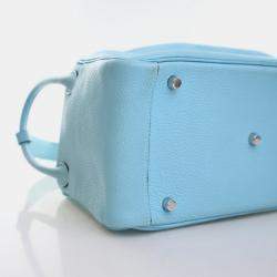 Pre Owned Hermes Lindy 30 Blue Clemence Leather Shoulder Bag