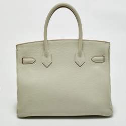 Hermes Pearl Grey Togo Leather Gold Finish Birkin 30 Bag