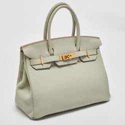 Hermes Pearl Grey Togo Leather Gold Finish Birkin 30 Bag