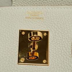 Hermes Pearl Grey Togo Leather Gold Finish Birkin 30 Bag