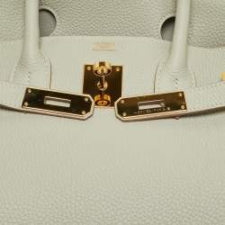 Hermes Pearl Grey Togo Leather Gold Finish Birkin 30 Bag