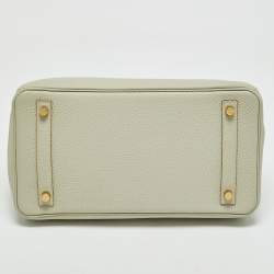 Hermes Pearl Grey Togo Leather Gold Finish Birkin 30 Bag