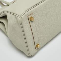 Hermes Pearl Grey Togo Leather Gold Finish Birkin 30 Bag