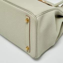 Hermes Pearl Grey Togo Leather Gold Finish Birkin 30 Bag