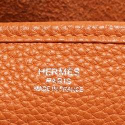 Pre Owned Hermes Orange Taurillon Clemence Leather Evelyne III GM Bag