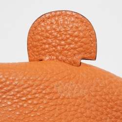Pre Owned Hermes Orange Taurillon Clemence Leather Evelyne III GM Bag