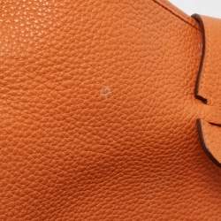 Pre Owned Hermes Orange Taurillon Clemence Leather Evelyne III GM Bag