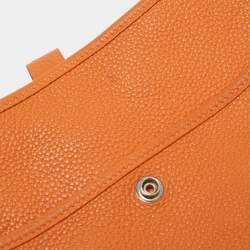 Pre Owned Hermes Orange Taurillon Clemence Leather Evelyne III GM Bag