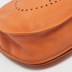 Pre Owned Hermes Orange Taurillon Clemence Leather Evelyne III GM Bag