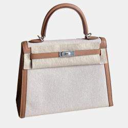 Hermes Kelly 25 Gold Toile Canvas