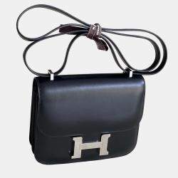 Hermes Constance 19 Black Box Leather Bag