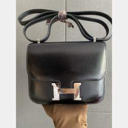 Hermes Constance 19 Black Box Leather Bag