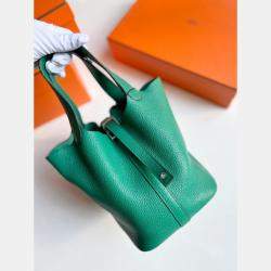 Hermes Picotin 18 Green Leather Bag
