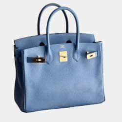 Hermes Birkin 30 Bright Blue Gold Hardware Epsom