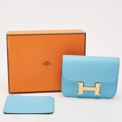 Pre Owned Hermès Celeste Epsom Leather Constance Slim Wallet