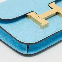 Pre Owned Hermès Celeste Epsom Leather Constance Slim Wallet