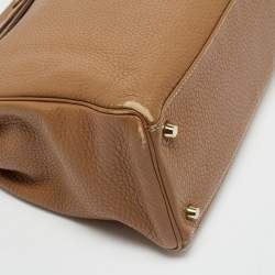 Pre Owned Hermes Gold Taurillon Clemence Leather Gold Finish Kelly Retourne 35 Bag