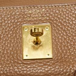 Pre Owned Hermes Gold Taurillon Clemence Leather Gold Finish Kelly Retourne 35 Bag