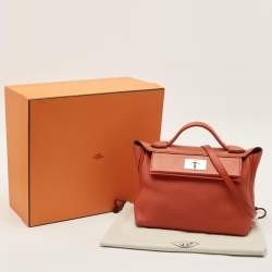 Hermes Terre Battue/Rose Confetti Togo and Swift Leather Palladium Finish 24/24 29 Bag