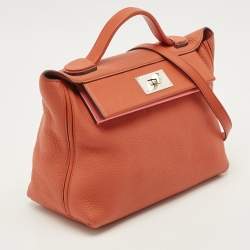 Hermes Terre Battue/Rose Confetti Togo and Swift Leather Palladium Finish 24/24 29 Bag