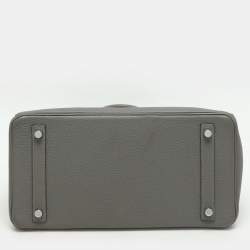 Hermes Griss Mouette Togo Leather Palladium Finish Birkin 30 Bag