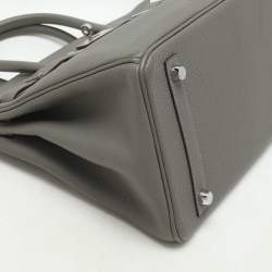 Hermes Griss Mouette Togo Leather Palladium Finish Birkin 30 Bag