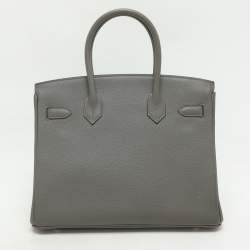 Hermes Griss Mouette Togo Leather Palladium Finish Birkin 30 Bag