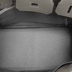 Hermes Griss Mouette Togo Leather Palladium Finish Birkin 30 Bag