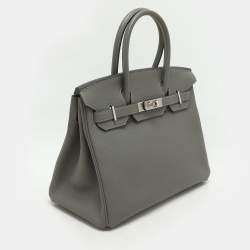 Hermes Griss Mouette Togo Leather Palladium Finish Birkin 30 Bag