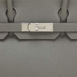 Hermes Griss Mouette Togo Leather Palladium Finish Birkin 30 Bag